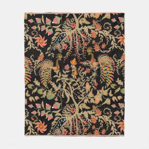 Chinese fairy floral pattern with beautiful birds fleece blanket