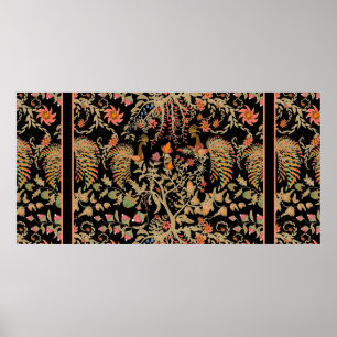 Chinese fairy floral pattern with beautiful birds poster