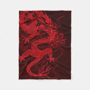 Chinese Fire Dragon Fleece Blanket