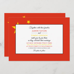 Chinese Flag, Flag of China Wedding Invitation