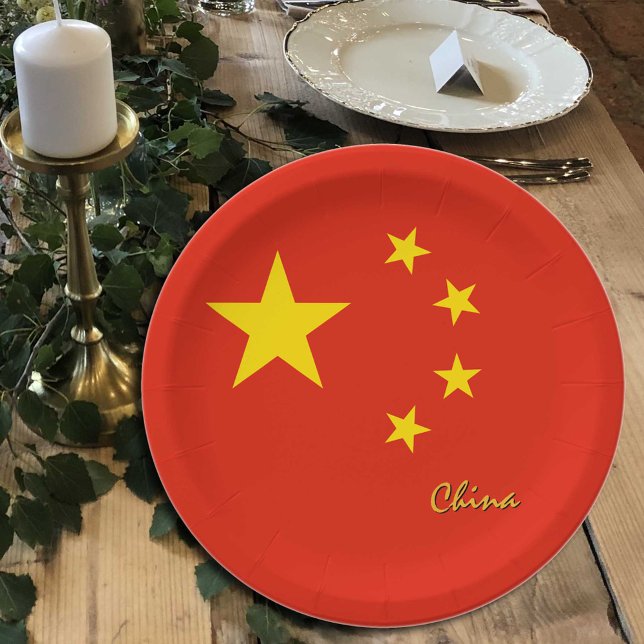 Chinese Flag plates, party, sports, China Paper Plate (Creator Uploaded)