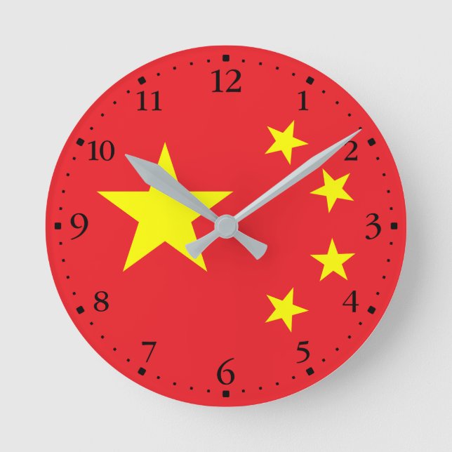Chinese Flag Round Clock (Front)