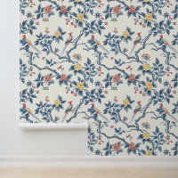 Chinese Floral Bird Blue Elegant