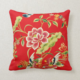 Chinese Floral Embroidery Design Cushion