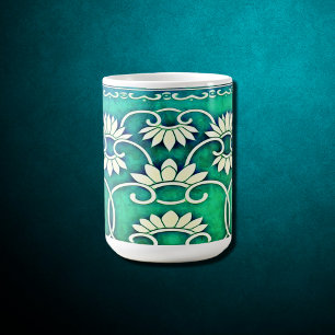 Chinese floral in blue-green coffee mug