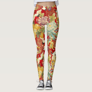 Chinese Floral Print Leggings