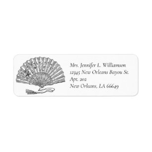Chinese Folding Hand Fan Elegant Vintage Fashion Return Address Label