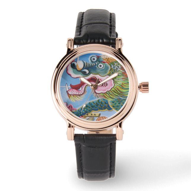 Chinese Foo Dog / Lion Guardian Mural Watch (Front)