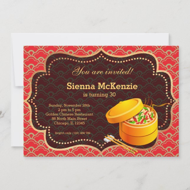 Chinese food Birthday party Invitation (Front)