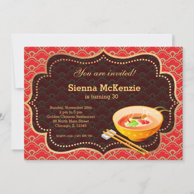 Chinese food Birthday party Invitation (Front)