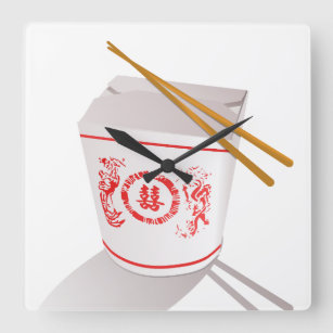 Chinese food carryout Wall Clock