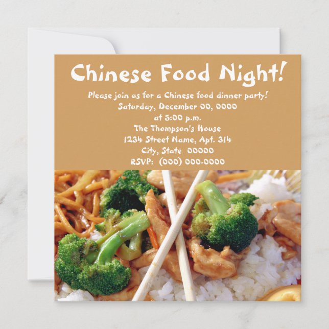 Chinese Food Dinner Party Invitations (Front)