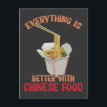 Chinese Food Expert Asian eating Noodles Foodie Postcard<br><div class="desc">Everything Is Better With Chinese Food. Funny Asian Cuisine Gift for Chinese Foodie. Asian Noodle Box Pun Japanese Food Humour.</div>