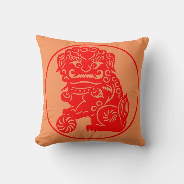 "Chinese Fu Foo Dog" Cushion (Front)