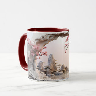 Chinese Garden & Cherry Blossom Ceramic Coffee Mug