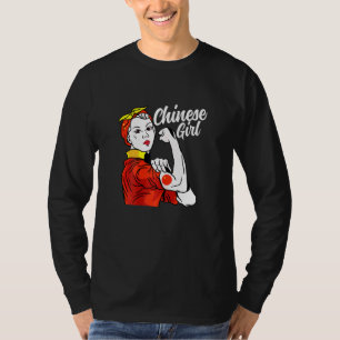 Chinese Girl China Flag Culture Heritage Country R T-Shirt