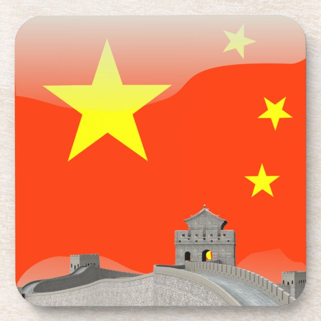 Chinese glossy flag coaster (Front)