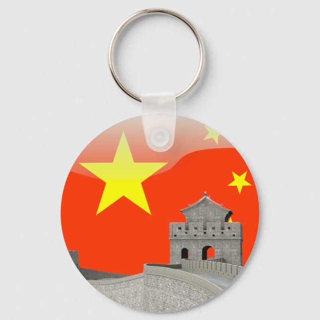 Chinese glossy flag key ring (Front)