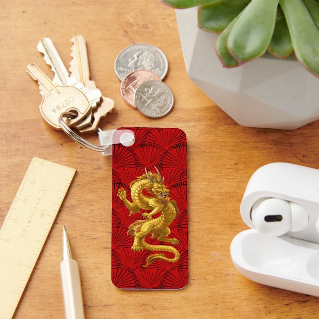  Chinese Gold Dragon Keychain (Desk)