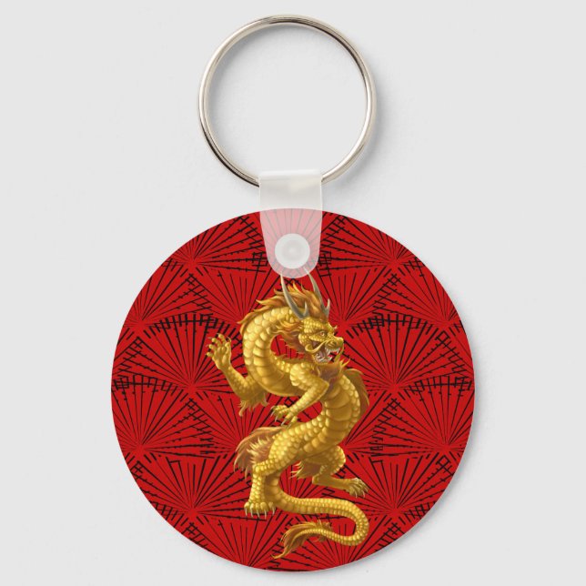  Chinese Gold Dragon Keychain (Front)