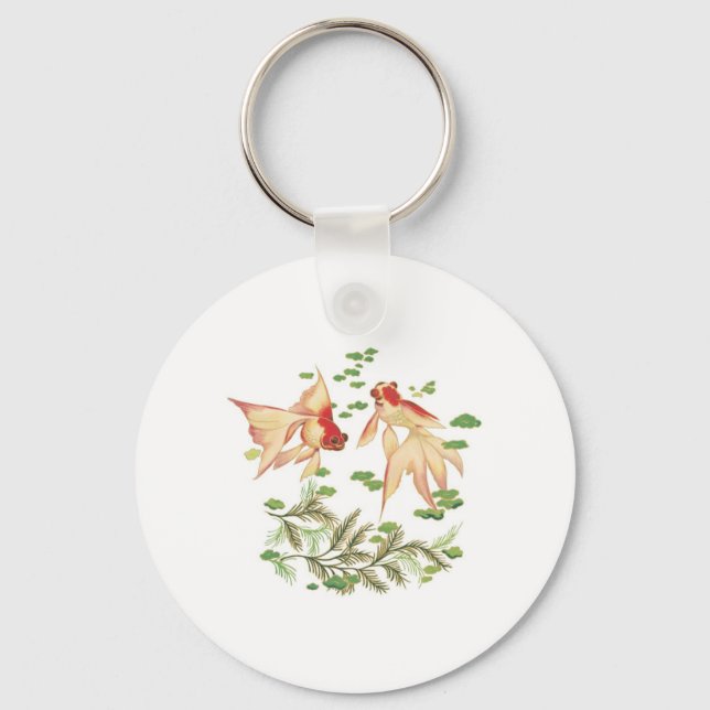 Chinese Gold Fish Good Luck Charms Key Ring (Front)
