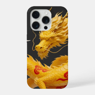 Chinese Gold Red Dragon Art Fantasy Design With Cl iPhone 15 Pro Case