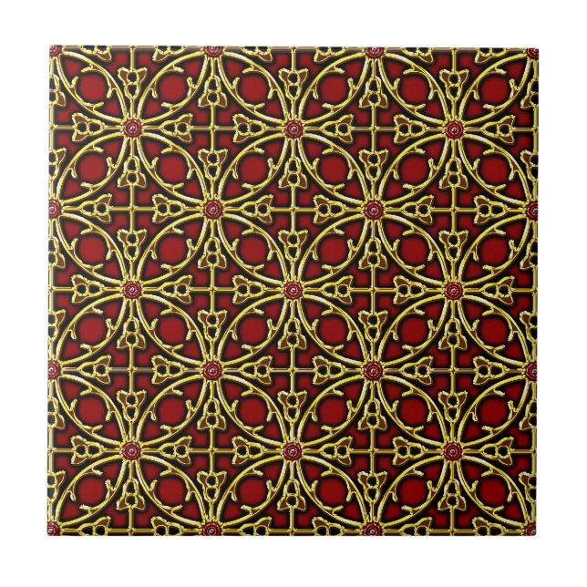 Chinese golden lattice pattern ceramic tile (Front)