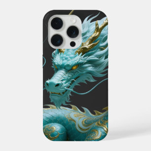 Chinese Green Gold Dragon Art Fantasy Design With  iPhone 15 Pro Case