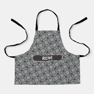 Chinese Grey Blue Minimal Pattern Apron