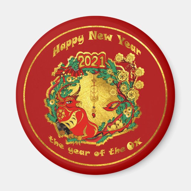 Chinese Happy New Year of The Ox Magnet (Front)