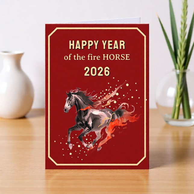 Chinese Happy Year of the Fire Horse 2026  Holiday Card (Creator Uploaded)