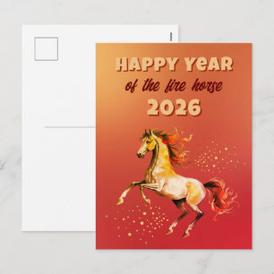 Chinese Happy Year of the Fire Horse 2026  Holiday Postcard