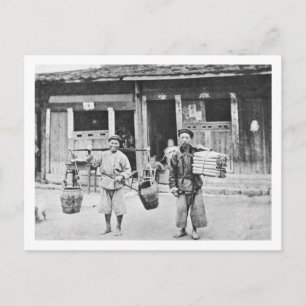 Chinese Hawkers, c.1870 (b/w photo) Postcard
