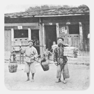 Chinese Hawkers, c.1870 (b/w photo) Square Sticker