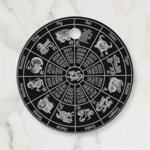 Chinese Horoscope Zodiac Wheel Favour Tags