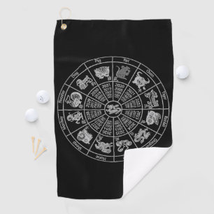 Chinese Horoscope Zodiac Wheel Golf Towel