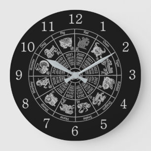Chinese Horoscope Zodiac Wheel Large Clock