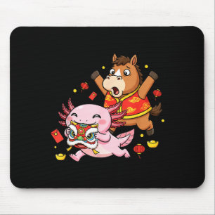 Chinese Horse Axolotl Funny Kids Mens Womens Happy Mouse Pad