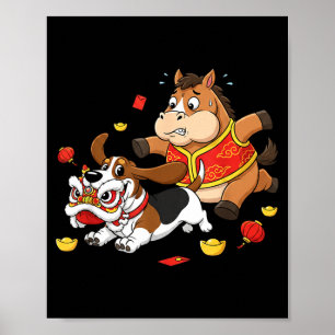 Chinese Horse Bet Hound Kids Mens Womens Happy New Poster