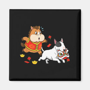 Chinese Horse Bull Terrier Kids Mens Womens Happy  Magnet