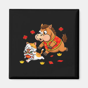 Chinese Horse Cat Funny Kids Mens Womens Happy New Magnet