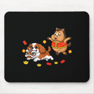 Chinese Horse Cavalier King Charles Spaniel Happy Mouse Pad