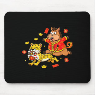 Chinese Horse Cheetah Funny Kids Mens Womens Happy Mouse Pad