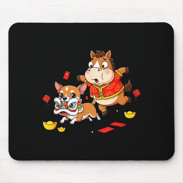 Chinese Horse Chihuahua Funny Kid Mens Womens Happ Mouse Pad (Front)