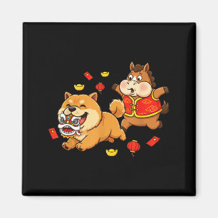 Chinese Horse Chow Chow Dog Kids Mens Womens Happy Magnet