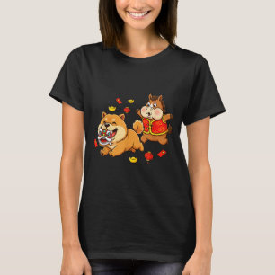Chinese Horse Chow Chow Dog Kids Mens Womens Happy T-Shirt