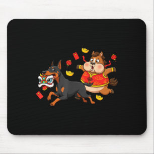 Chinese Horse Doberman Pinscher Mens Womens Happy  Mouse Pad