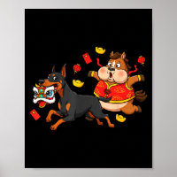 Chinese Horse Doberman Pinscher Mens Womens Happy 
