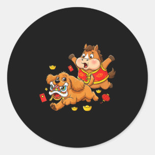 Chinese Horse Er Spaniel Kids Mens Womens Happy Ne Classic Round Sticker