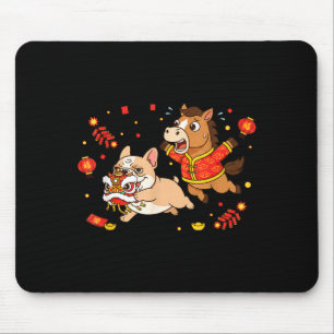Chinese Horse French Bulldog Kids Mens Womens Happ Mouse Pad